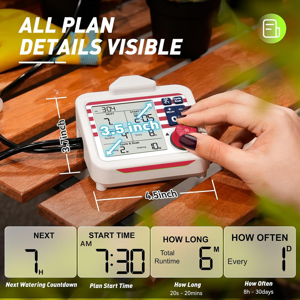 RAINPOINT Indoor Large Display Automatic Plant Waterer Kit | Drip Irrigation System with Next Watering Countdown