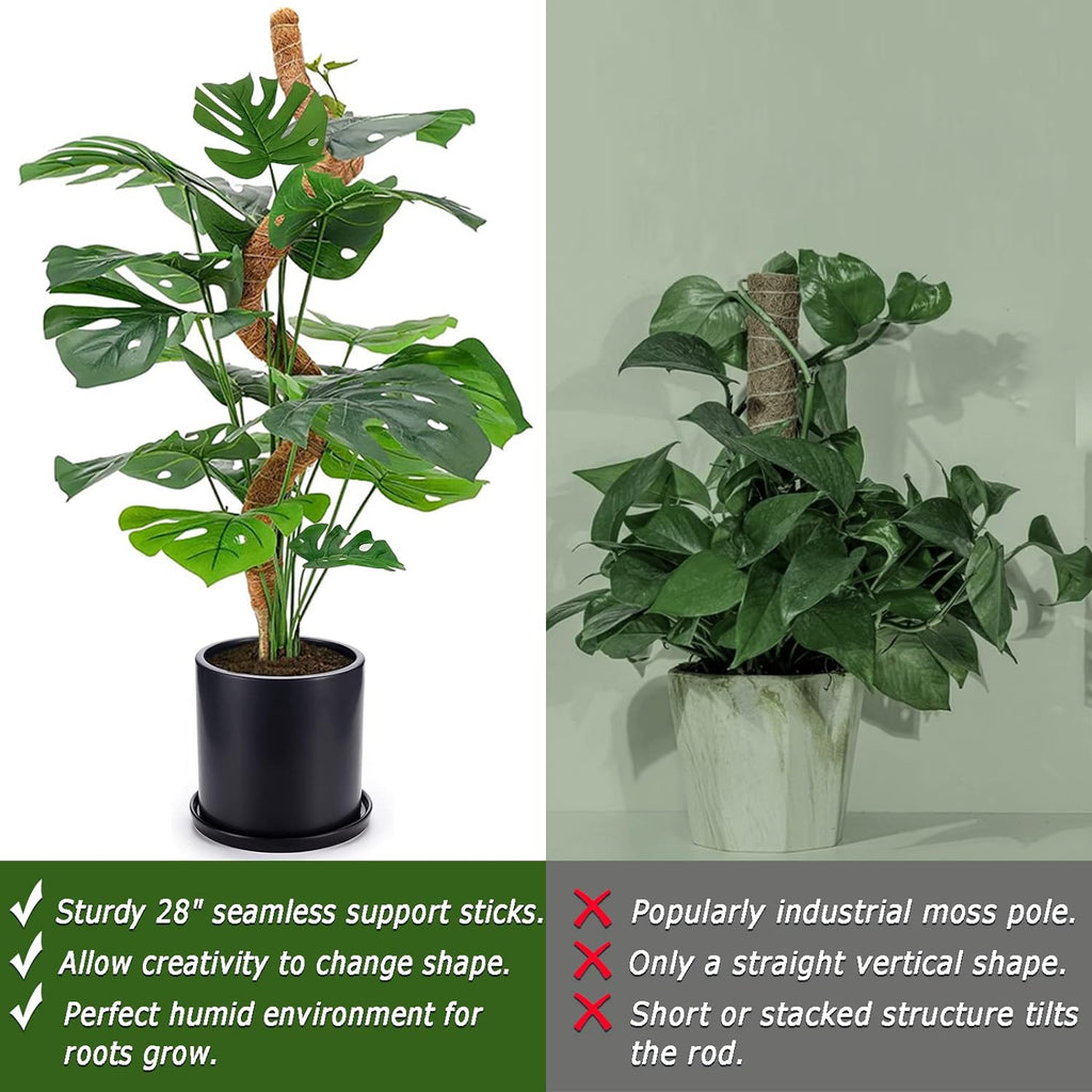 Tall Moss Pole Set, 60" and Two 28" Bendable Moss Pole for Plants Monstera, Moss Poles for Climbing Plants Indoor