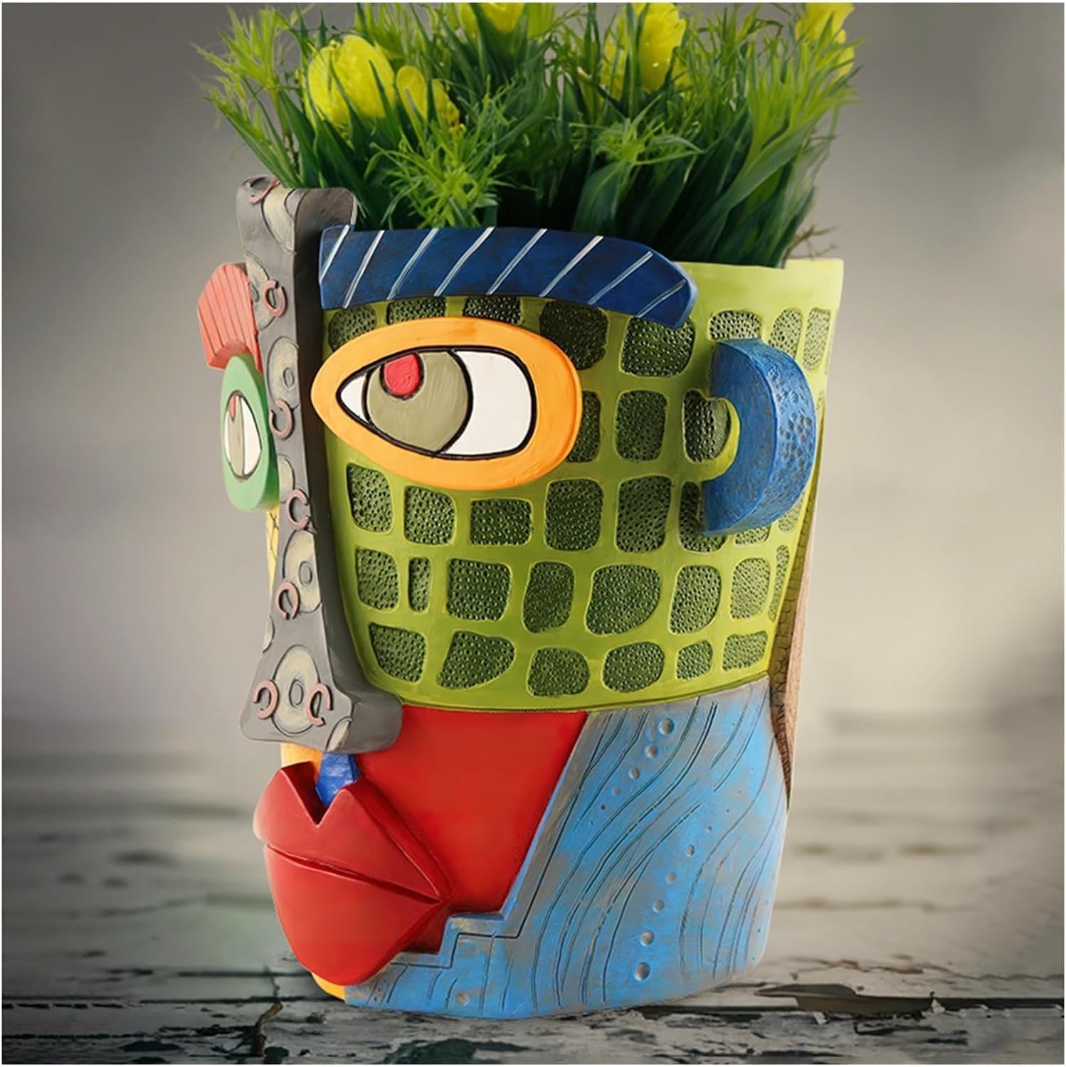 Picasso Brutalist Abstract Beauty Face Flower Pot, Head Planter for Indoor Plants, Funny Abstract Planters