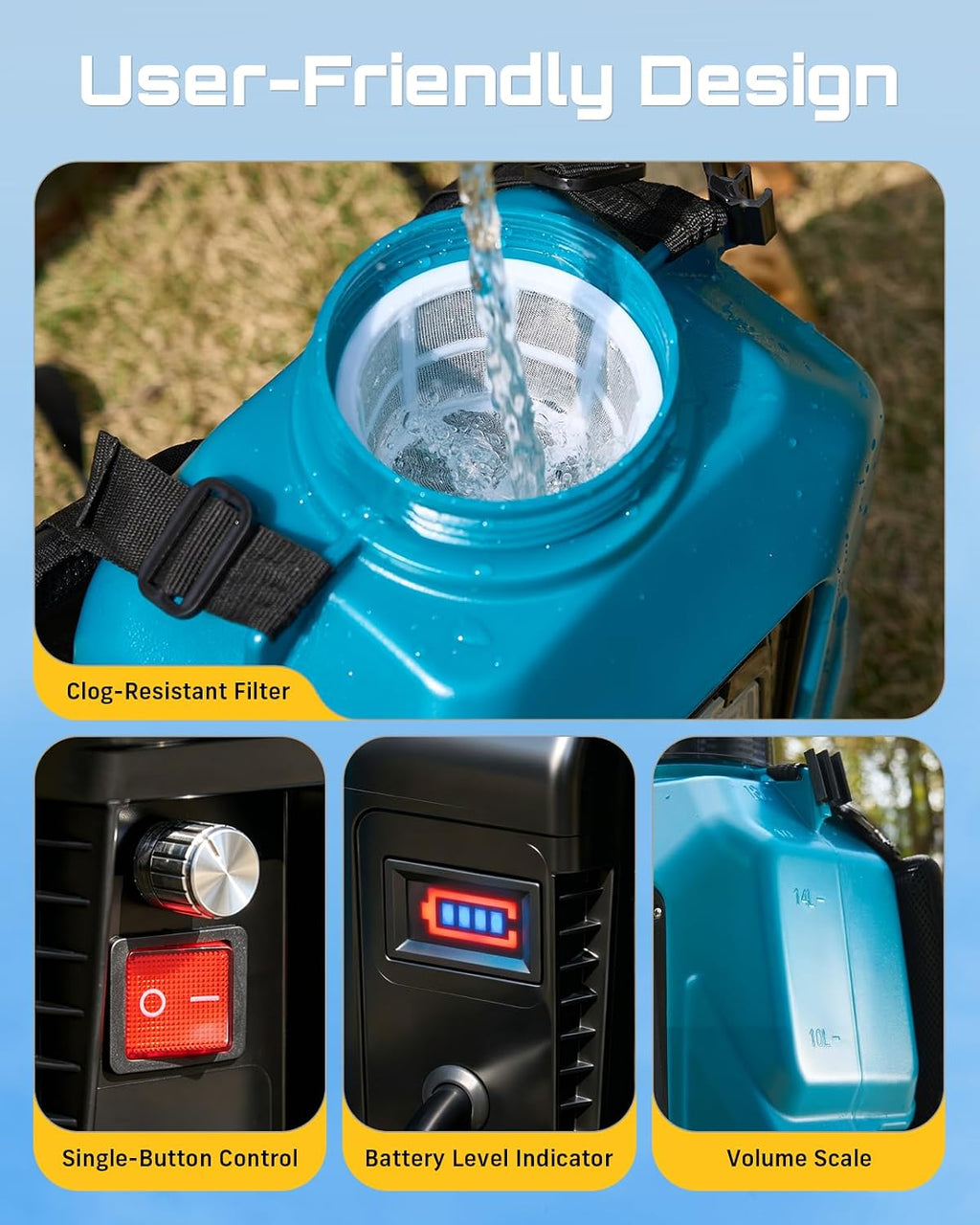 SEESII 5 Gal Leak-Proof Backpack Sprayer Battery Powered with 2 Batteries | Up to 3.6-Hour Runtime, 100 PSI Adjustable
