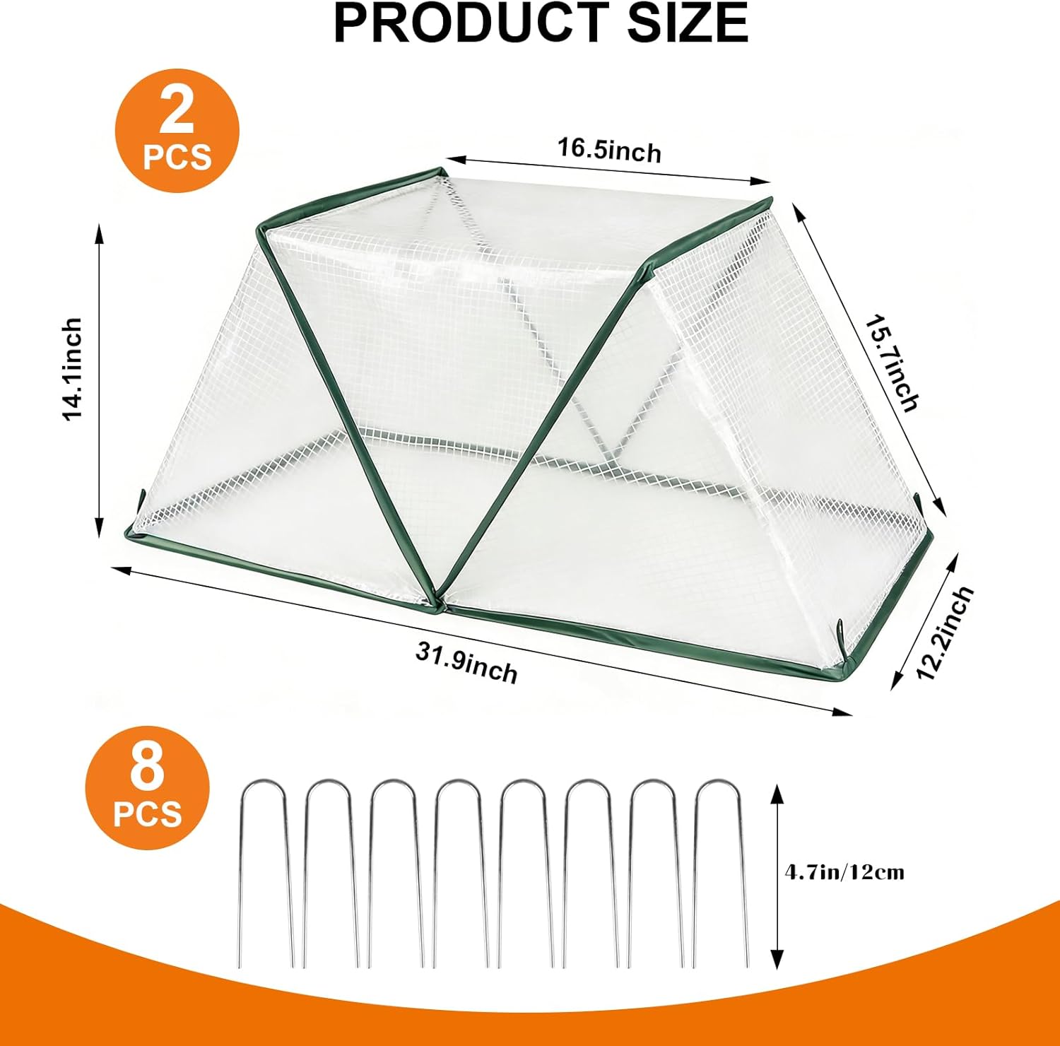 2 Pcs Foldable Garden Row Accelerator Plants Cover-31.9" x 12.2" x 14.1" | Raised Beds Plant Protector, Plant Protector