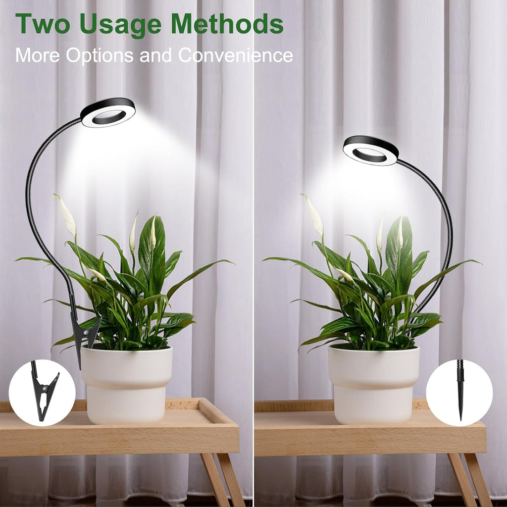 2 in 1 Grow Lights for Indoor Plants, 3 Colors 48 LEDs Plant Lights | 360° Gooseneck Clip on grow light, Full Spectrum