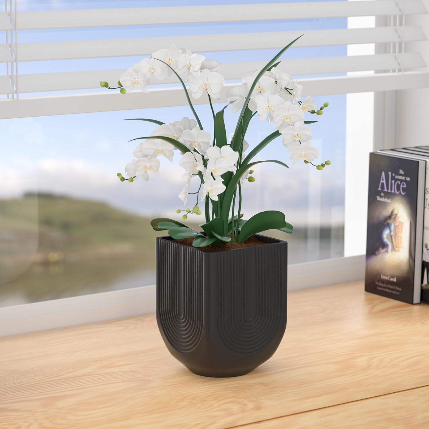 Ceramic Planter, 6 Inch Plant Pot with Drainage, Matte Black | Indoor Outdoor Use, Flower Pot for Plants, Home Garden