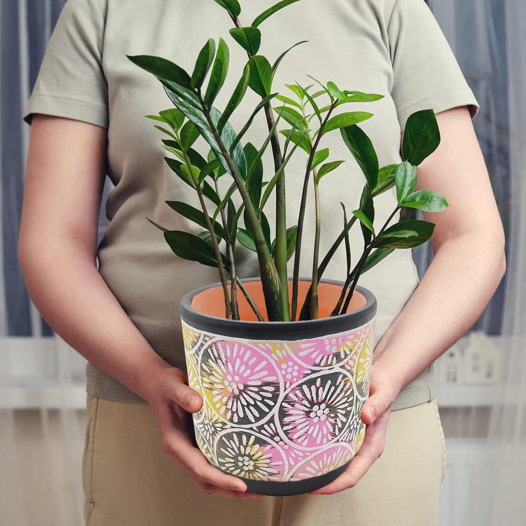 DeeCoo 3 Piece Ceramic Plant pots with Drainage Holes, 5.7/4.7/3.5/inch, Modern Decorative Indoor/Outdoor Flower Pots