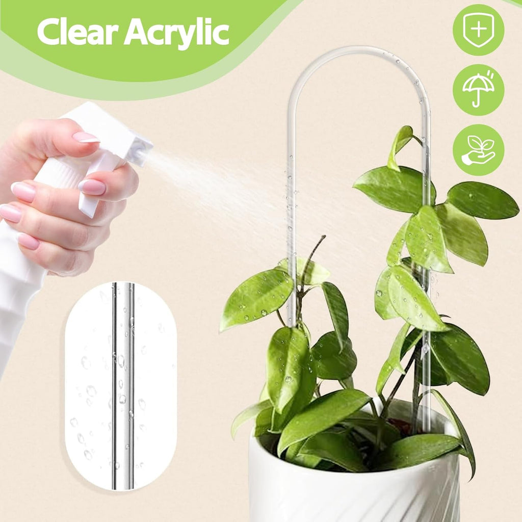 8 Pack Clear Acrylic Plant Trellis for Potted Plants Indoor Outdoor - Thickened U-Shaped & Round Small Trellis for