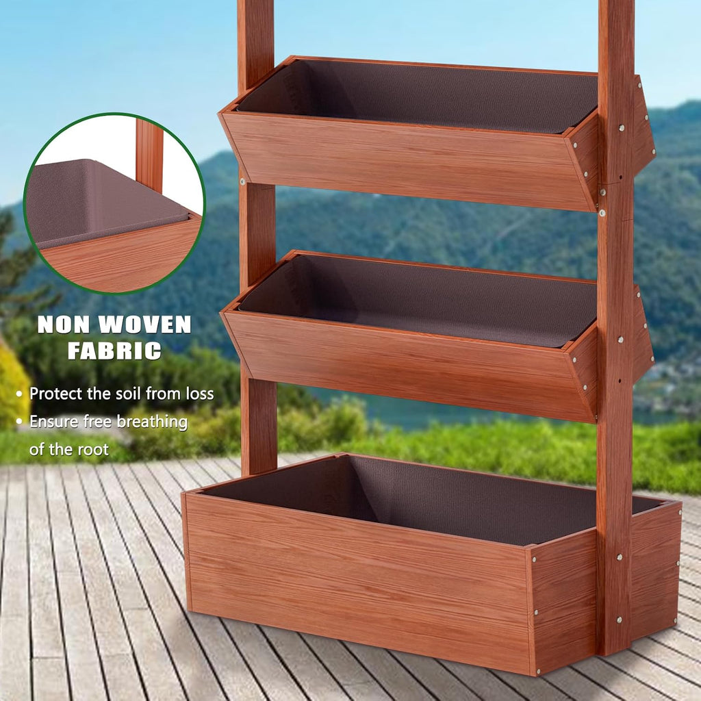 Wood Vertical Raised Garden Bed, 4 Tier Planter Box | Garden Planter Raised Bed Freestanding Plant Stand Flower Rack