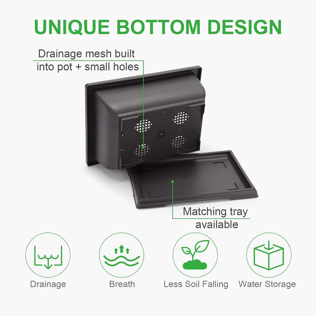 GROWNEER Bonsai Pots 3 Packs 11 Inch Bonsai Tree Training Pot with Humidity Drainage Trays & Repotting Mat Rectangle