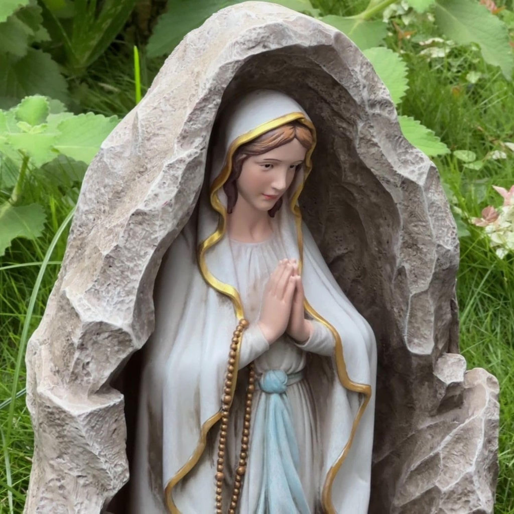 Our Lady of Lourdes Statue - 24 Inches Virgin Mary Statue Outdoor Catholic Garden Decor, Our Lady of Lourdes Grotto