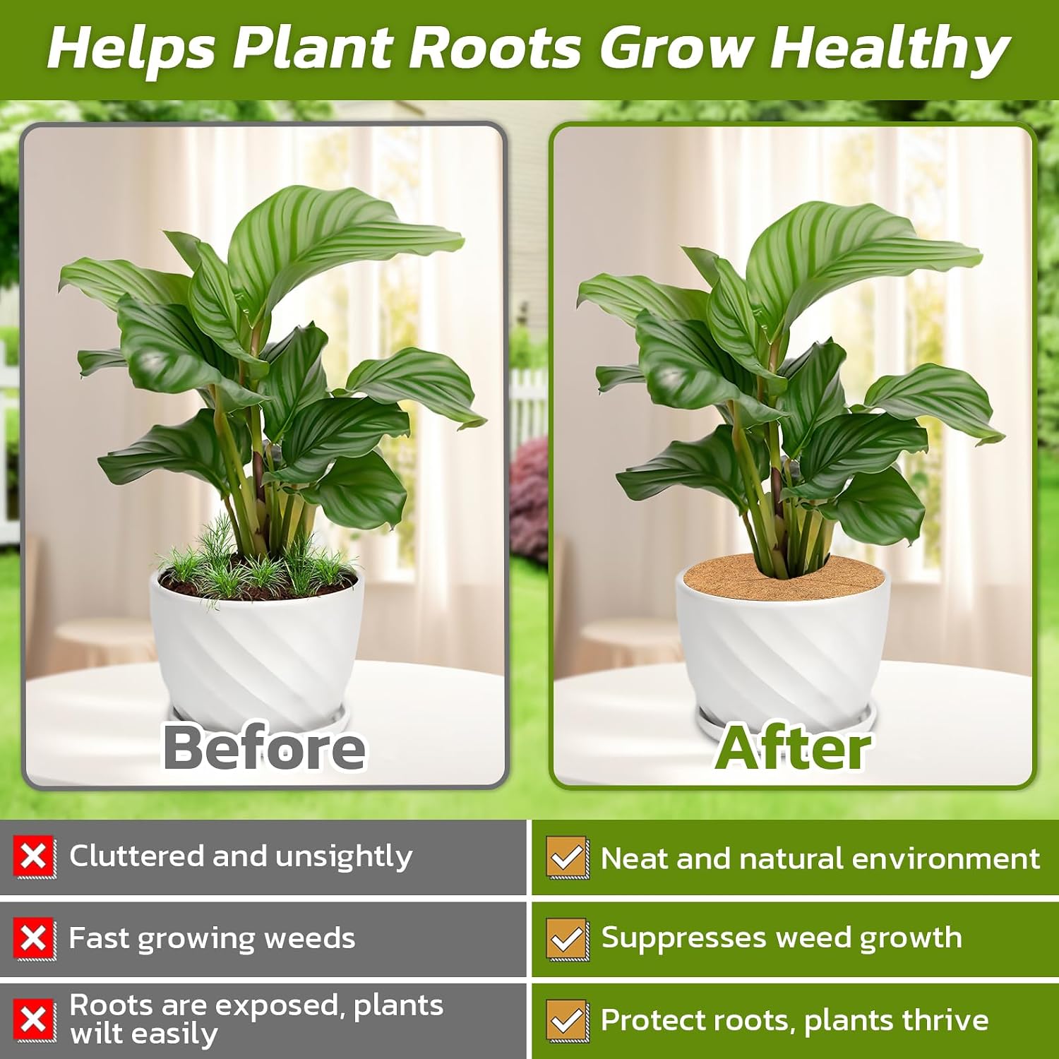 20 Pack Coconut Fiber Mulch Ring Tree Plant Protector Mat, 11.8 Inch | Natural Coco Coir Tree Mulch Ring Plant Pot Soil