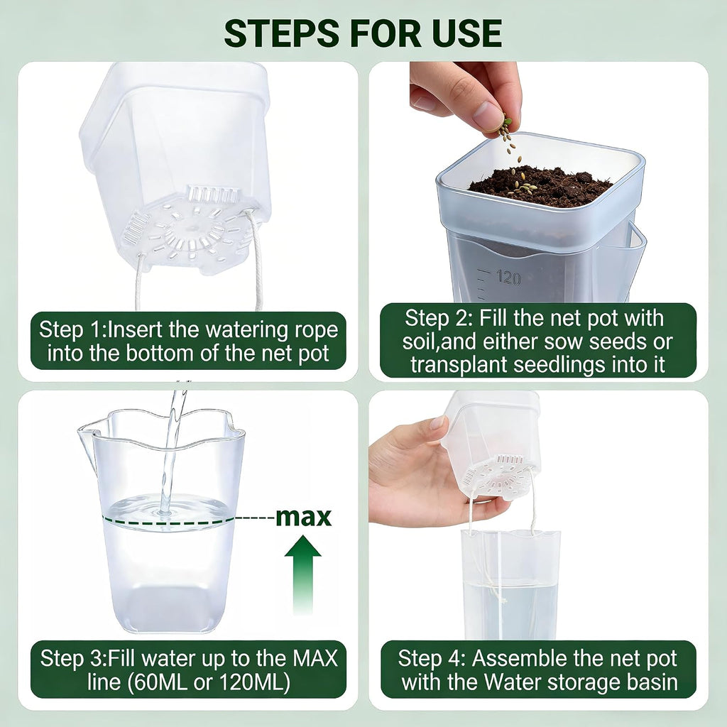 20 Pack Self-Watering Pots, 2 & 2.5 Inch Nursery Planters | Clear semi hydroponic pots with drainage holes, ideal for