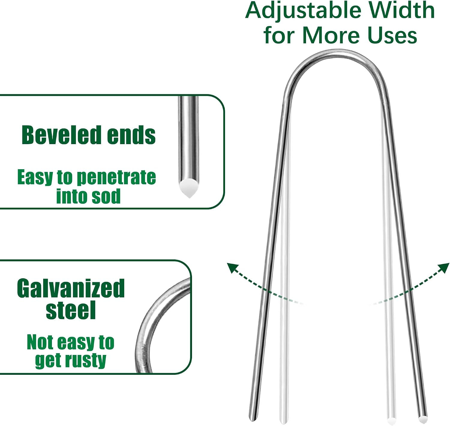 200 Pack Garden Stakes 6 Inch U-Shaped Drip Irrigation Stakes Galvanized Landscape Staples Garden Pins Yard Lawn Ground