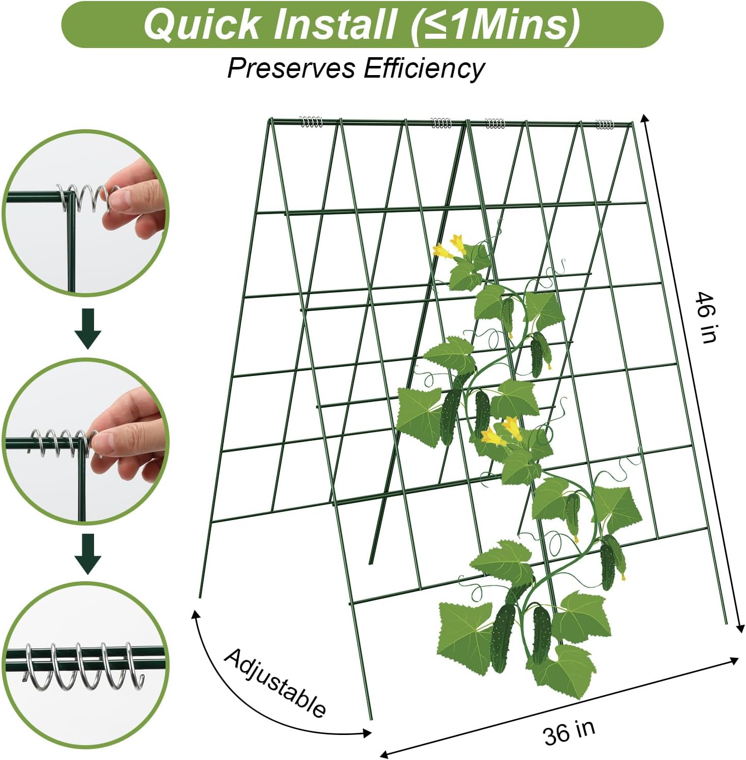 Amoskey Cucumber Trellis, Garden Trellis for Climbing Plants Outdoor, Foldable A-Frame Trellis, Cucumber Trellis for