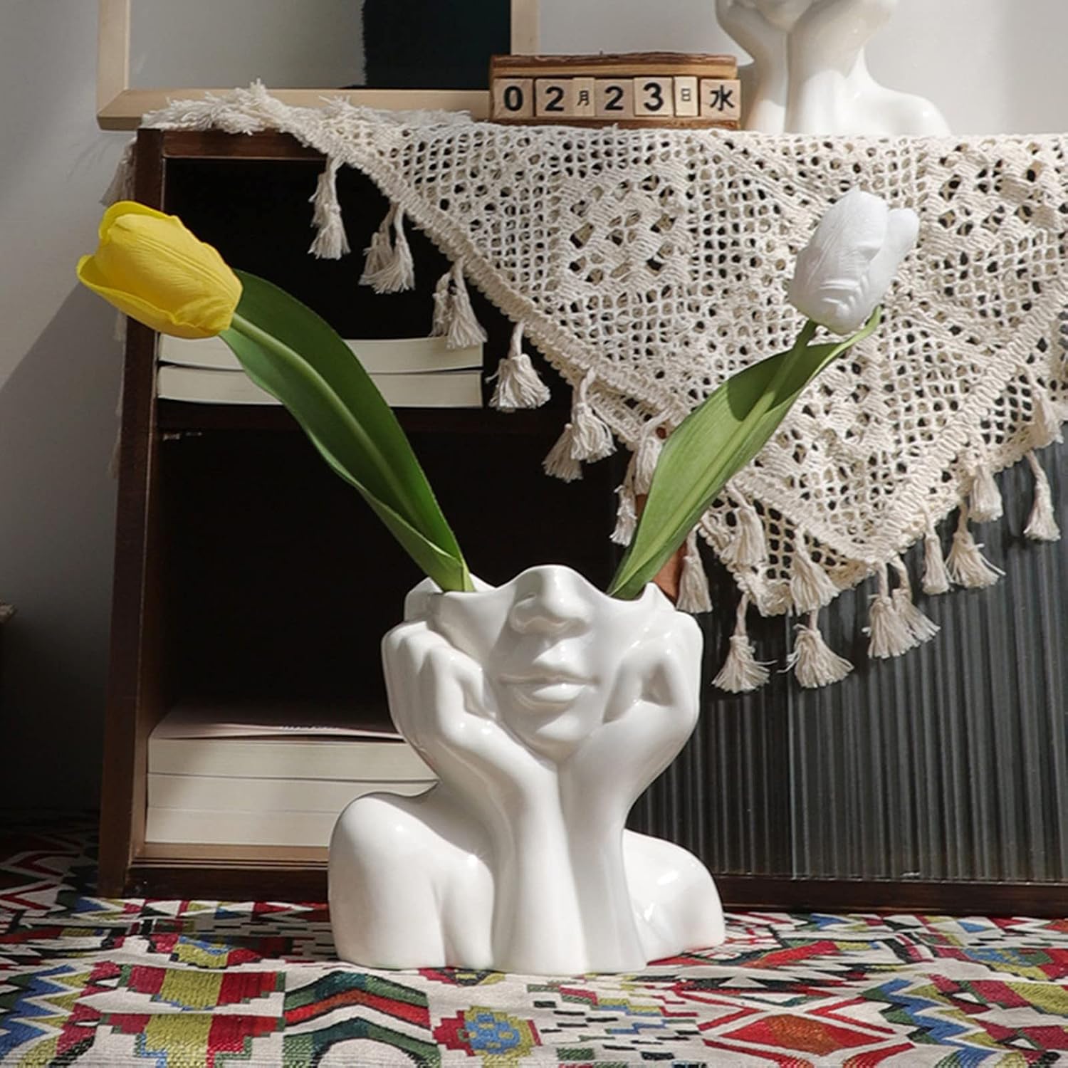 Abstract Face Flower Pot Silicone Mold Succulent Planter Vase Plaster Concrete Mold Candle Pen Holder Mold Cement Clay