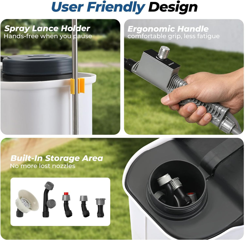 JESIMAIK 4.8 Gal Battery Powered Backpack Sprayer with 4.0Ah Battery | 120 PSI Handle-Mounted Pressure Control