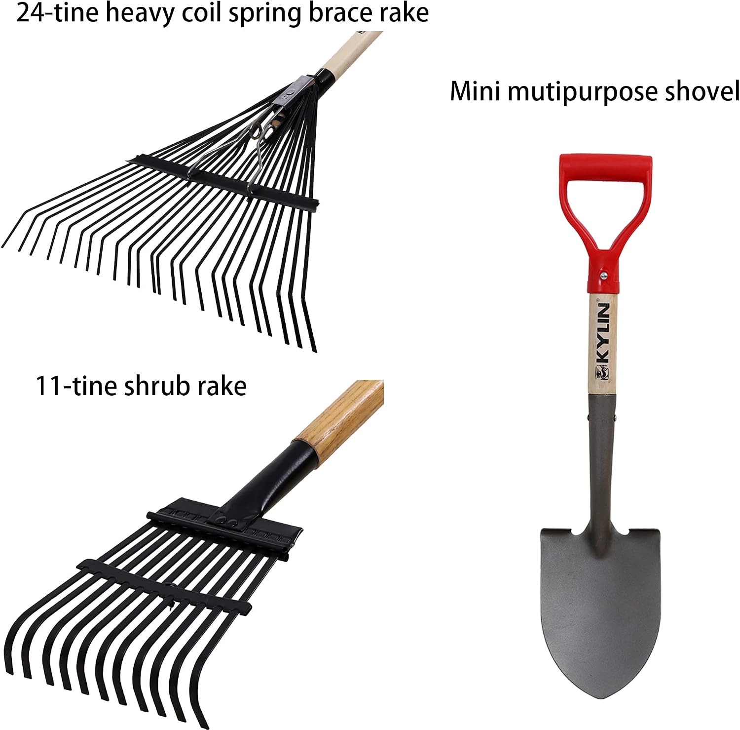 GardenAll 7-Piece Long Handle Garden Tools Set, Include Shovel Rake Hoe,Gardening Tools for Women,Lightweight Ergonomic