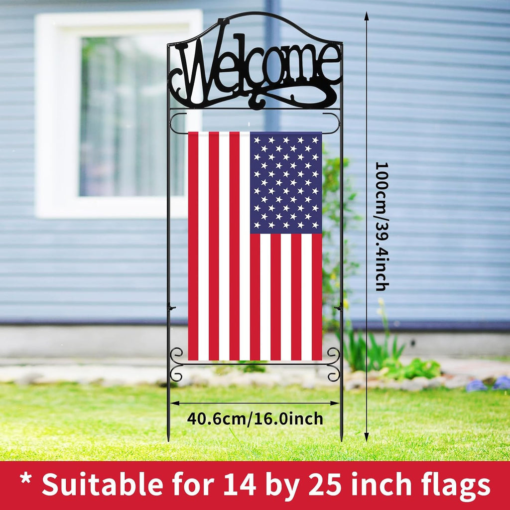 CroBlissful Garden Flag Holder Stand Garden Yard Flag Pole Stake Fits Max 14 x 25 Inch for Outside House Yard Lawn