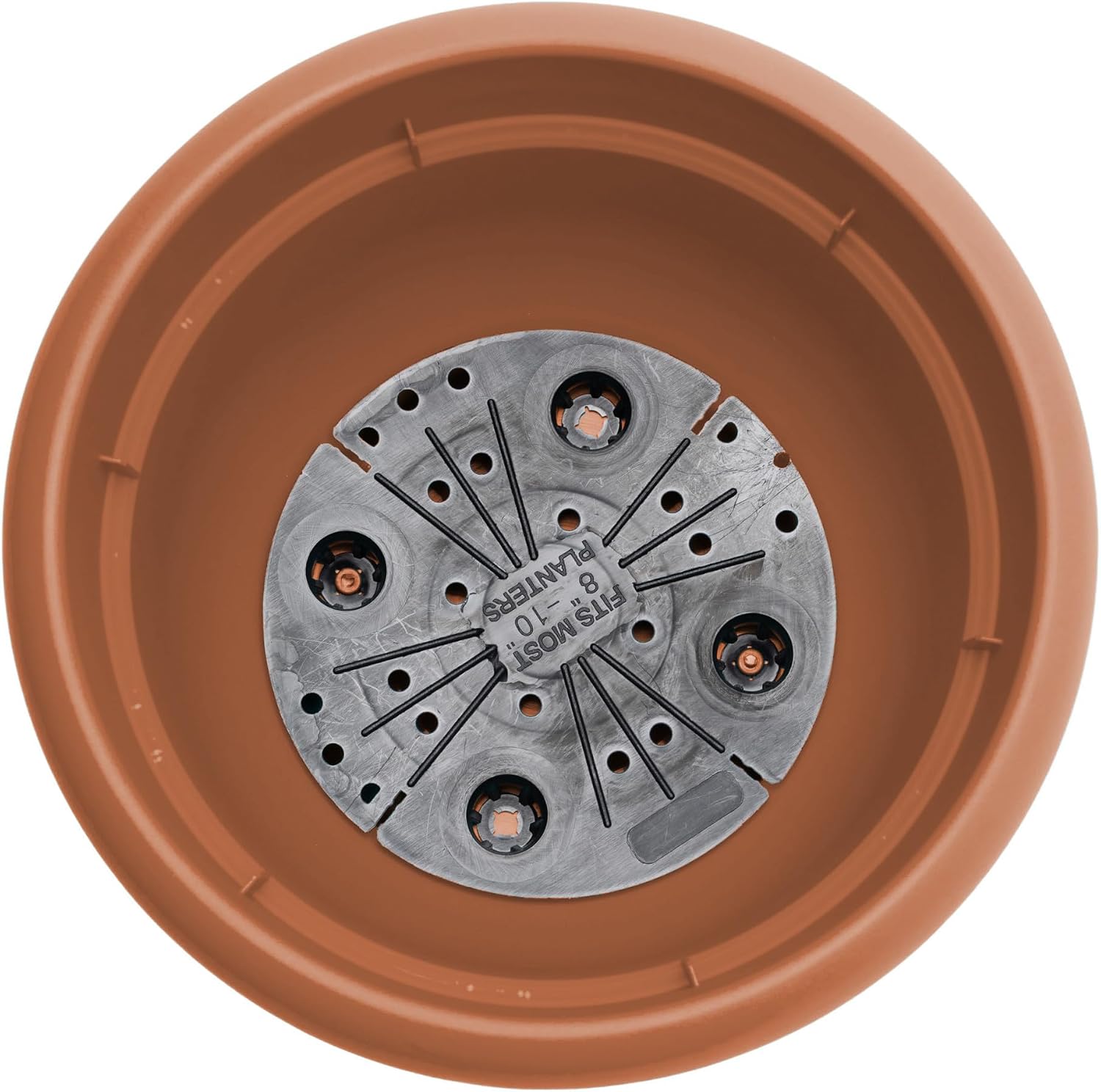 Bloem Ariana 12" Plastic Self-Watering Planter, Terra Cotta, 2-Pack | Self-watering disk at the bottom of each pot that
