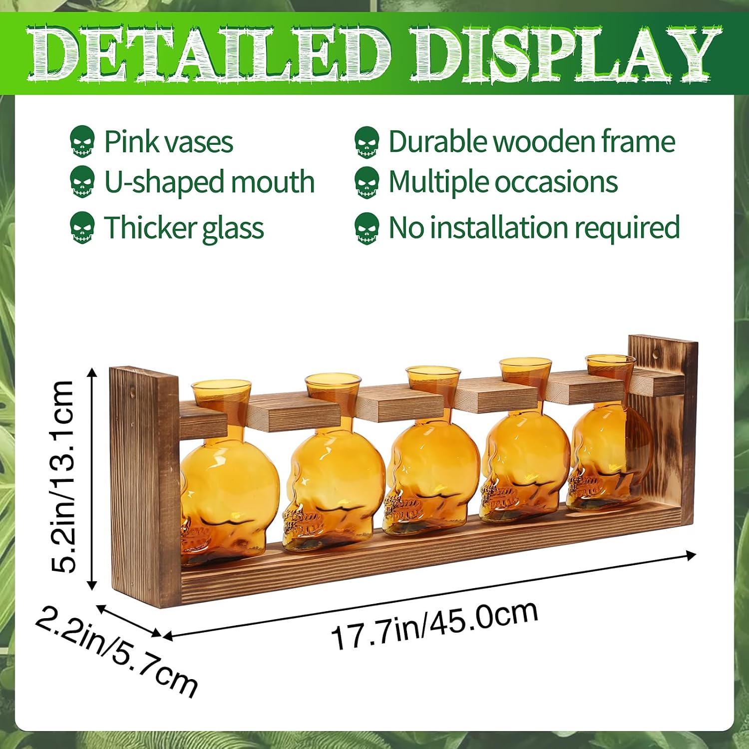 Plant Terrarium Propagation Stations Halloween Skull Planter Vase Skulls | decor With Wooden Stand Gife for Father - 5