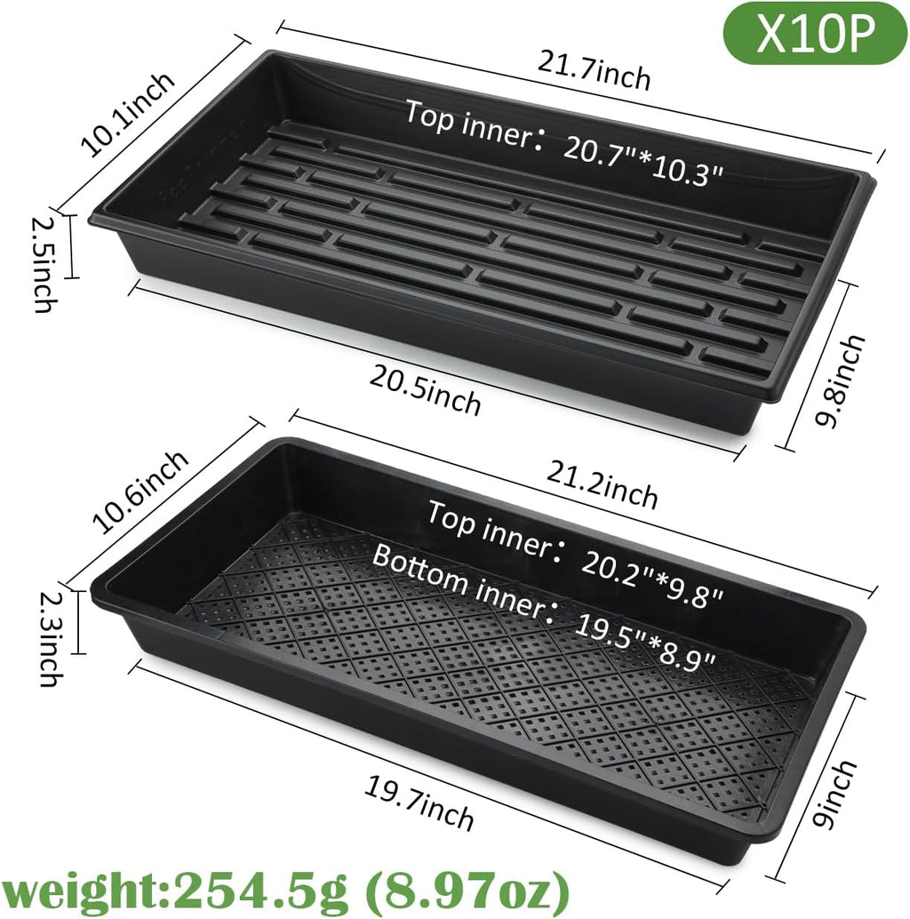 RooTrimmer 10 Pack 1020 Trays and 10 Pack 1020 Mesh Bootom Trays, 20'' x 10'', Heavy Duty Propagation Flats for