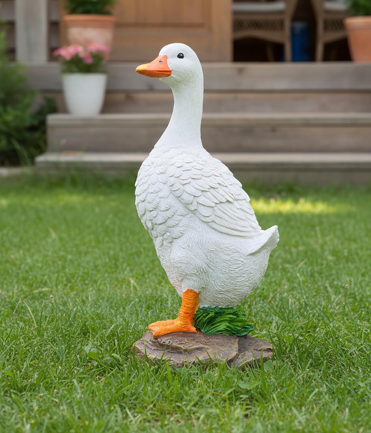 Elenon Funny Duck Garden Statue, Adorable Flower Bed Garden Goose Outdoor Decor, Decorative for Yard Patio Art