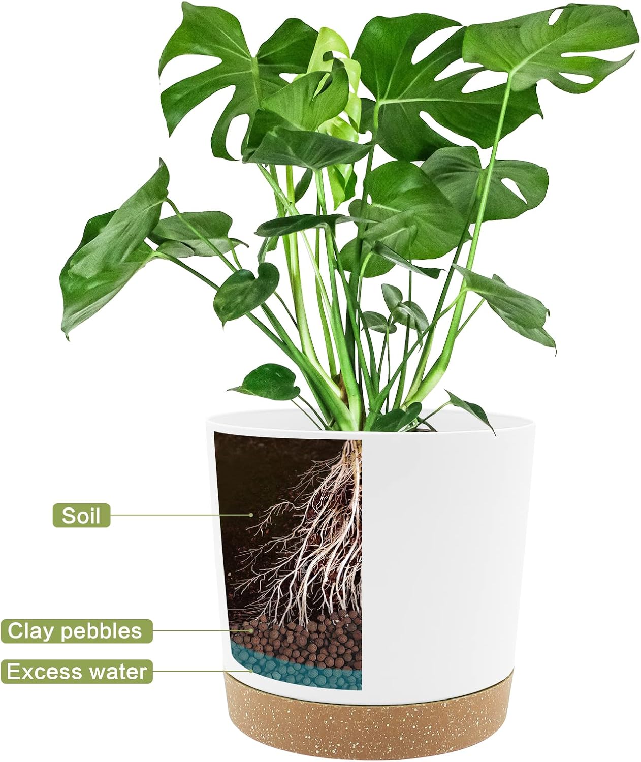 QCQHDU 10 inch Plant Pot, 2 Pack Planters for Indoor Plants with Drainage Holes & Saucer, Outdoor Flower Pots Home