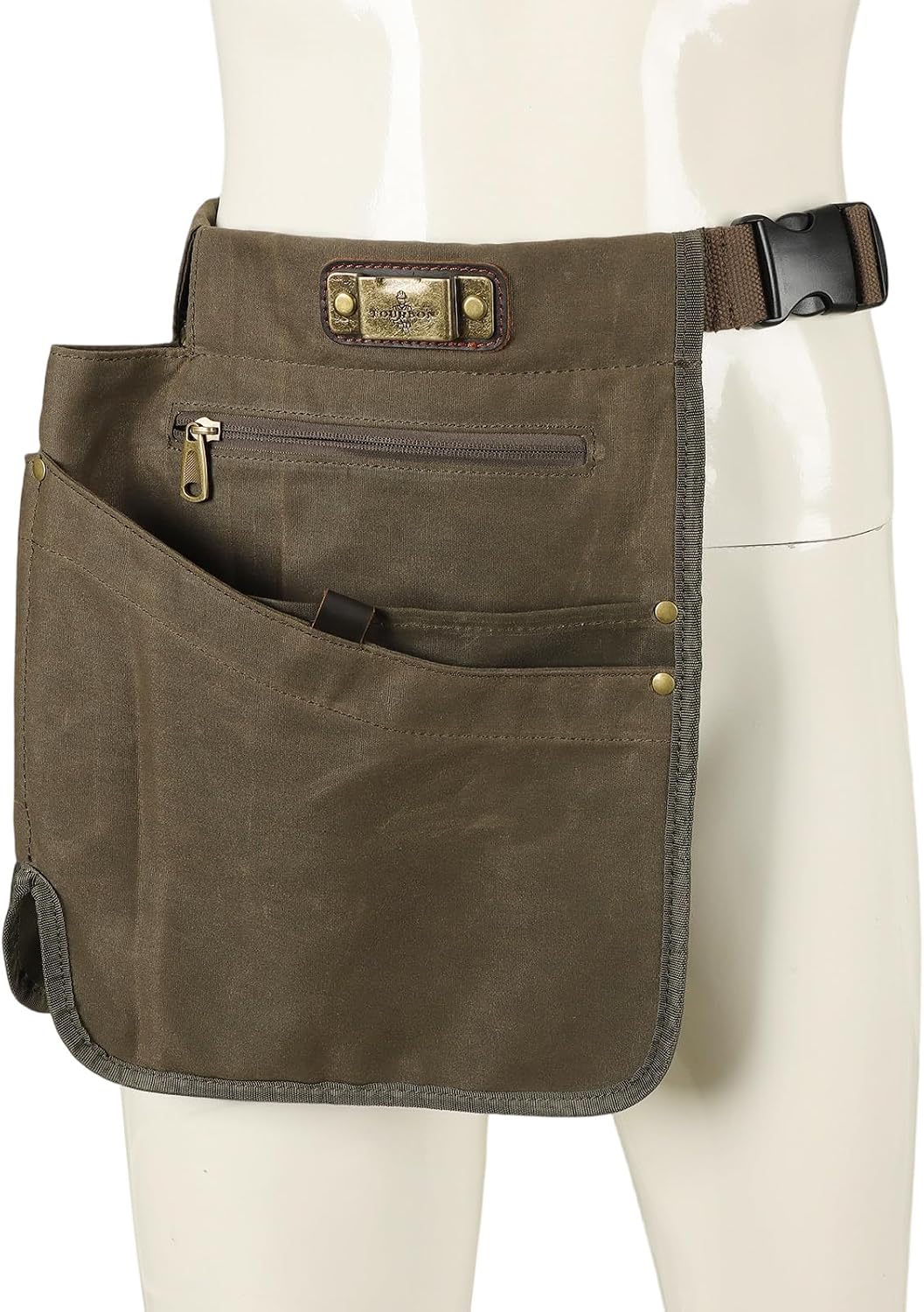 Canvas Gardening Half Apron, Heavy-Duty Florist Tool Belt 5 Pockets-Unisex | 5-zone storage with elastic loops