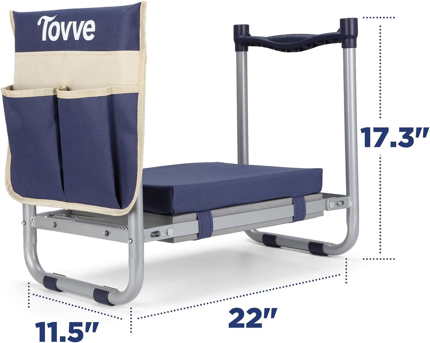 Tovve Foldable Garden Kneeler and Seat, Heavy Duty Garden Stool with 10" Wide Detachable Kneeling Pad, Portable Garden