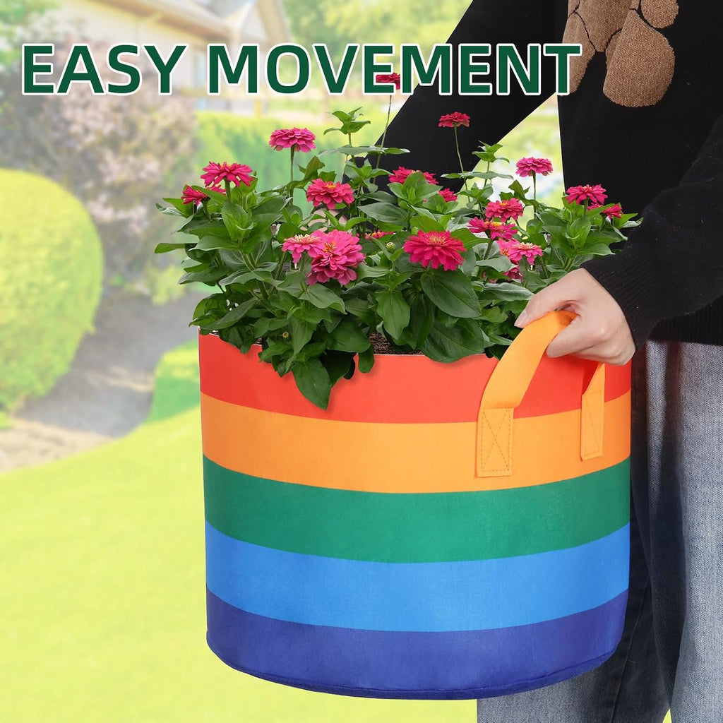 LITLANDSTAR 6 Pack 10 Gallon Grow Bags, Heavy Duty Thickened Colorful Nonwoven Plant Fabric Pots with Handles
