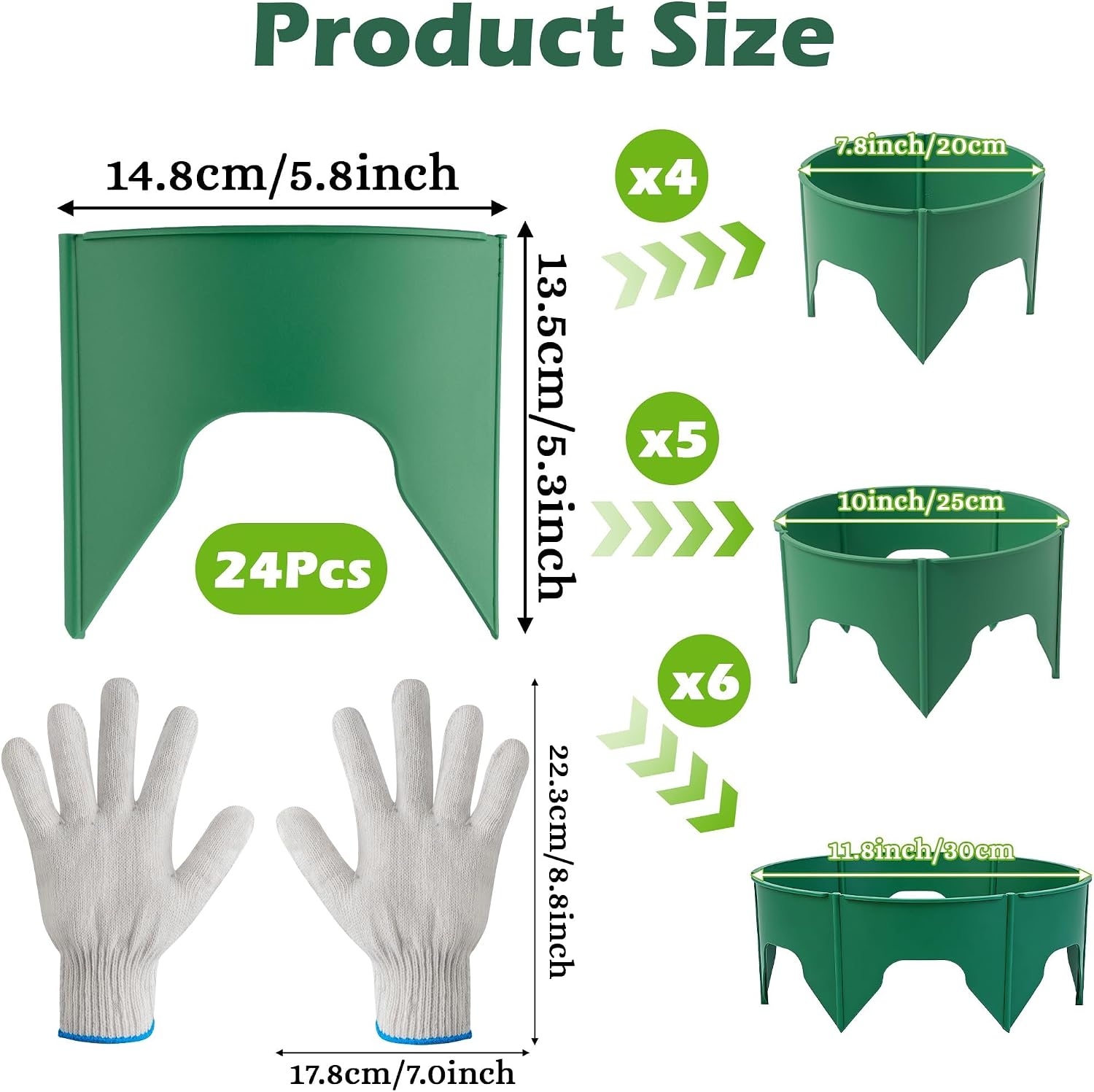 24pcs Planting Grow Rings, Round Edging Spliceable Protective Pest-Planting Rings for Vegetable Herb Flower, Circular