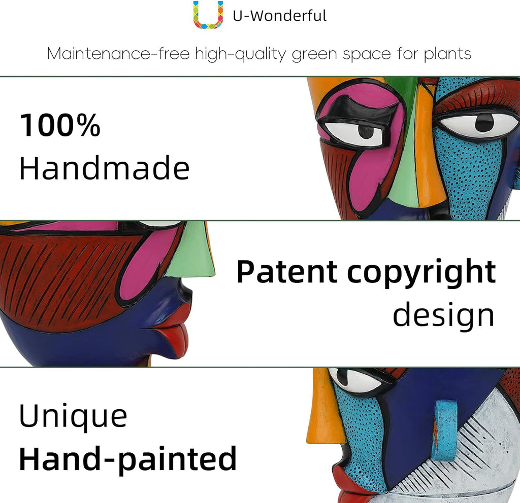 Face Planters for Indoor Plants Unique Abstract Face Planter Pots | 7.8 Inch Fun Pots for Plants Picasso Abstract