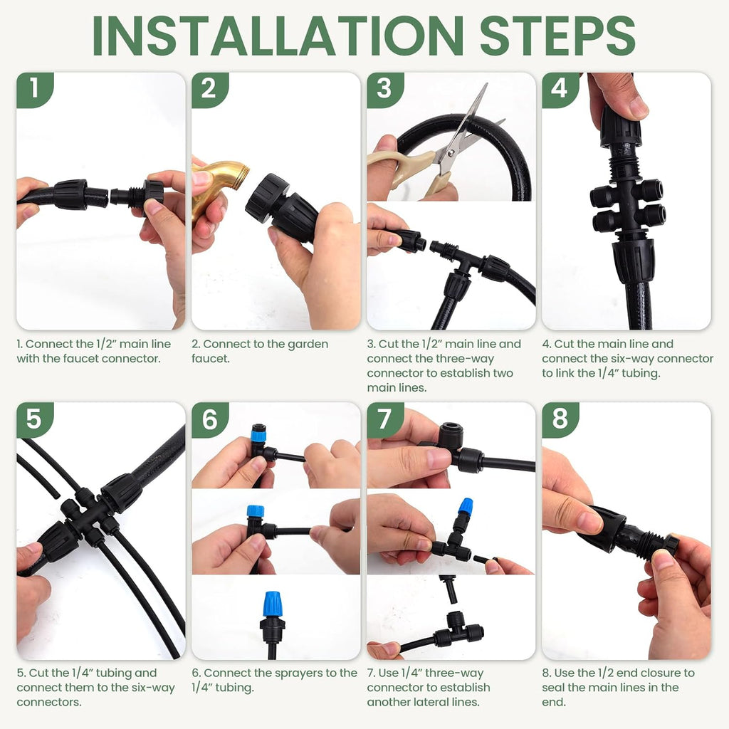 240FT Drip Irrigation System Kits, Quick-Connect Garden Watering System for Raised Bed, Potted Plants, Lawn, Greenhouse