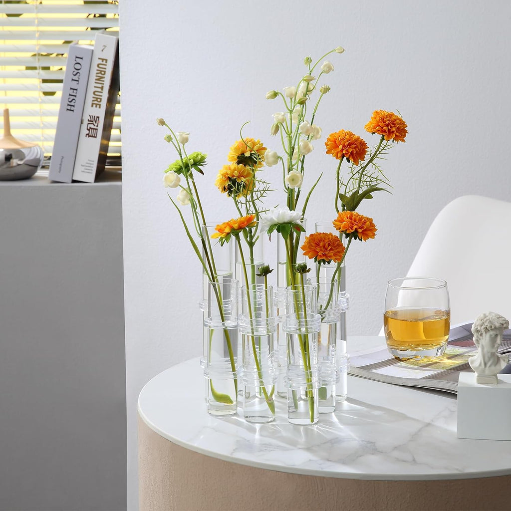 Hinged Flower Vase Different Heights Clear Cylinder Tiny Glass Foldable Vase Test Tube Propagation Station