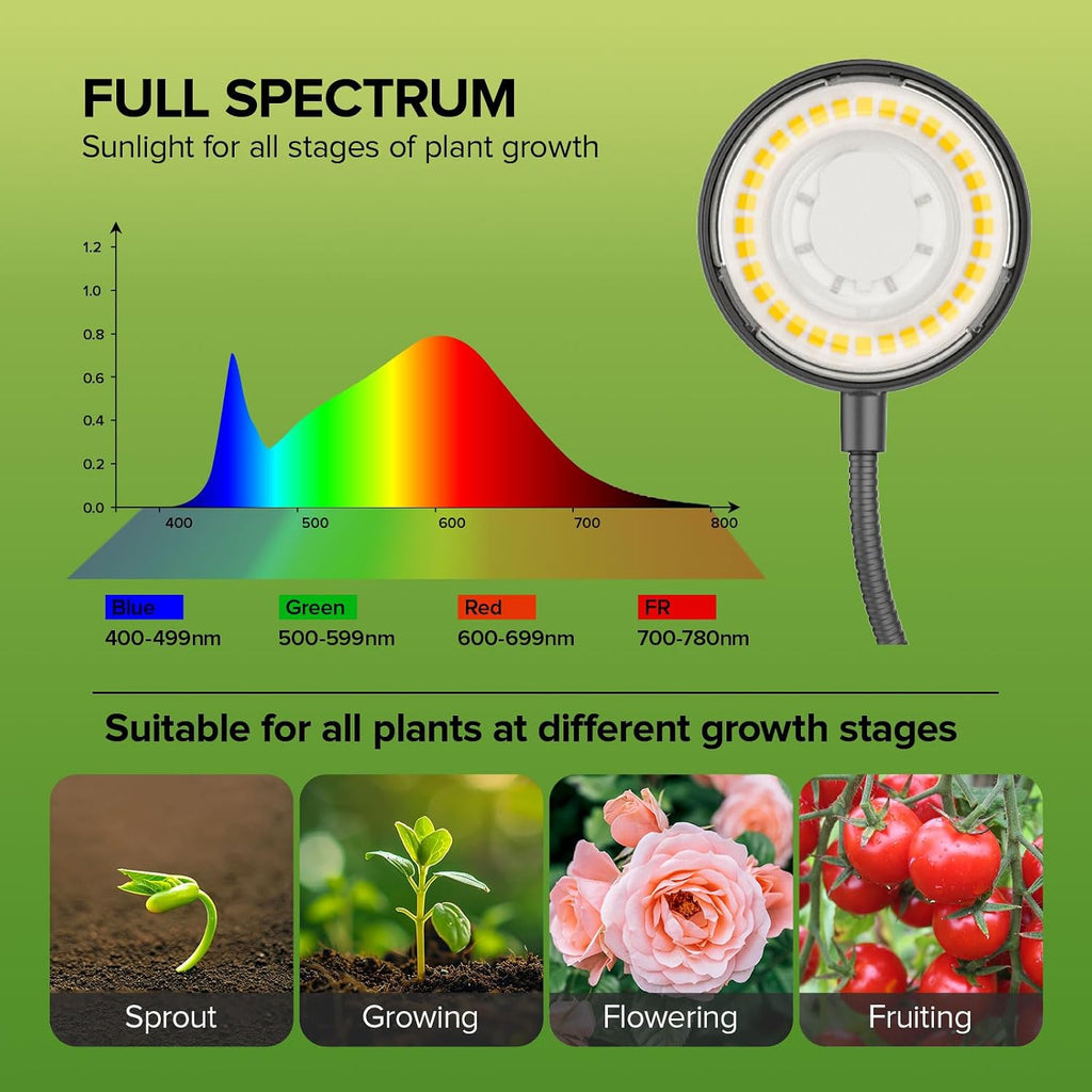 Desktop Plant Grow Light,12w Growing Lamps High Ppfd,Full Spectrum Desk Growth Light with Automatic Timer,4 Dimmable