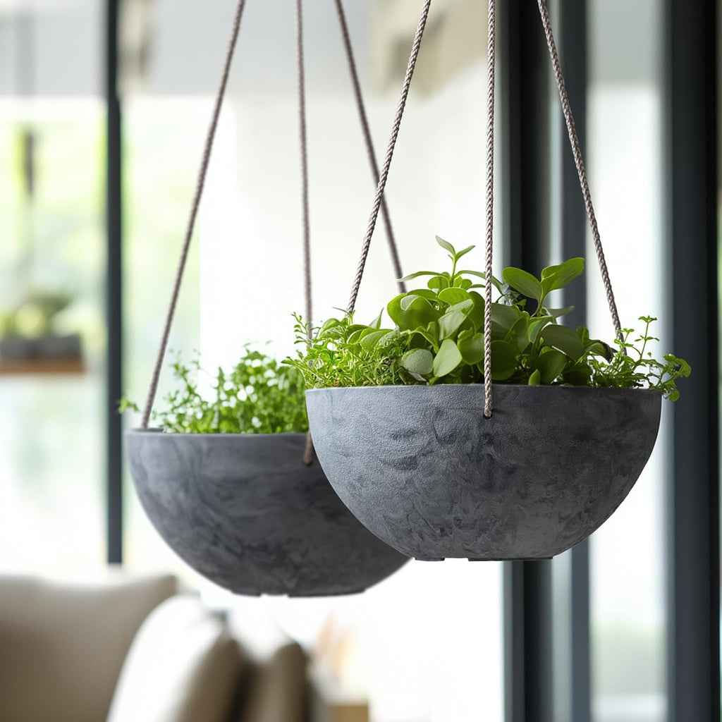 LA JOLIE MUSE Hanging Planter Baskets for Indoor Plant, Set of 2, 9.84 Inch | Decorative Hanging Baskets with Drainage