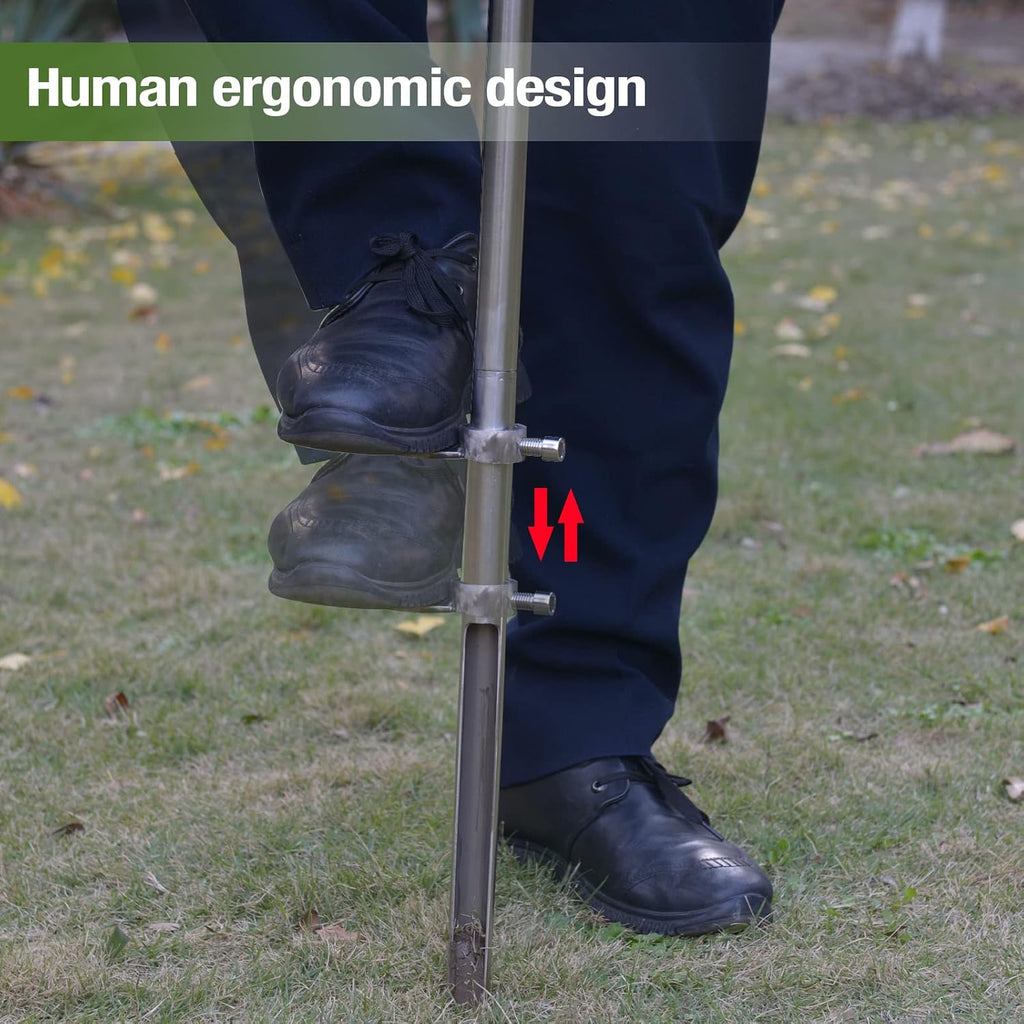 36" Soil Probe, Stainless Steel Soil Sampler Probe with Foot Pedal and Reusable Sample Bags, Soil Test Kits for Lawn