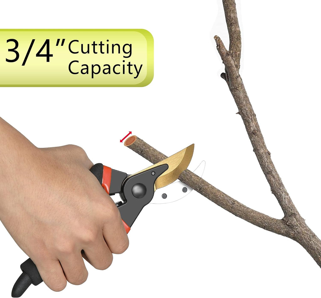 5 pack Garden Pruning Shears Stainless Steel Blades, Handheld Scissors Set with Gardening Gloves,Heavy Duty Garden