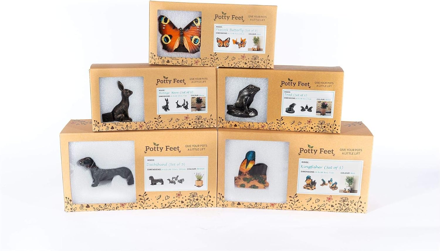 Large Sitting Hare Plant Pot Feet - Set of 3