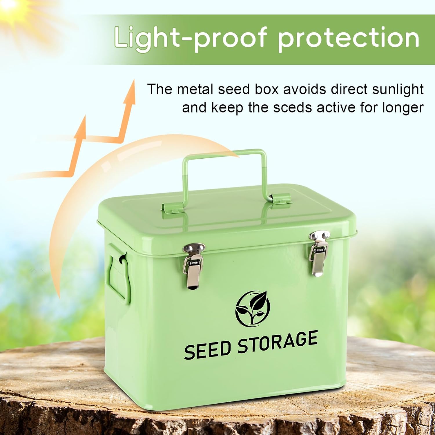 Seed Storage Organizer, Metal Seed Vault Bank Saving Containers Box (Seeds not Included)