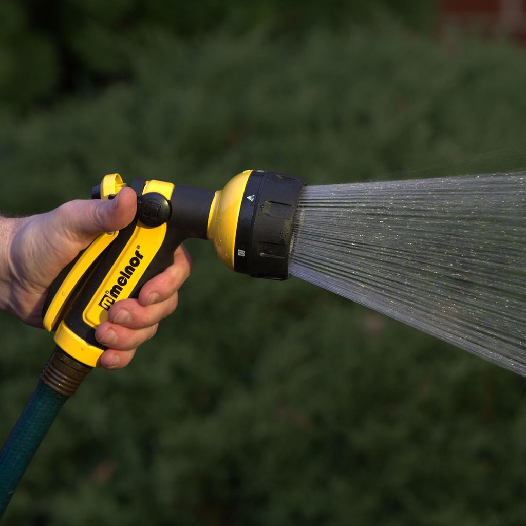 Melnor 65112-AMZ 6-Pattern Vortex Water Hose Sprayer Nozzle, QuickConnect Product Adapter, Black, Yellow, Slip
