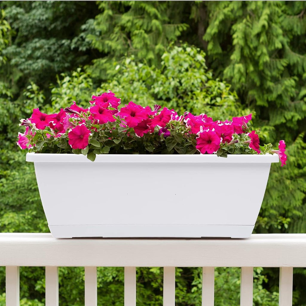 CHUKEMAOYI Window Box Planter, 7 Pack Plastic Vegetable Flower Planters Boxes 17 Inches Rectangular Flower Pots with