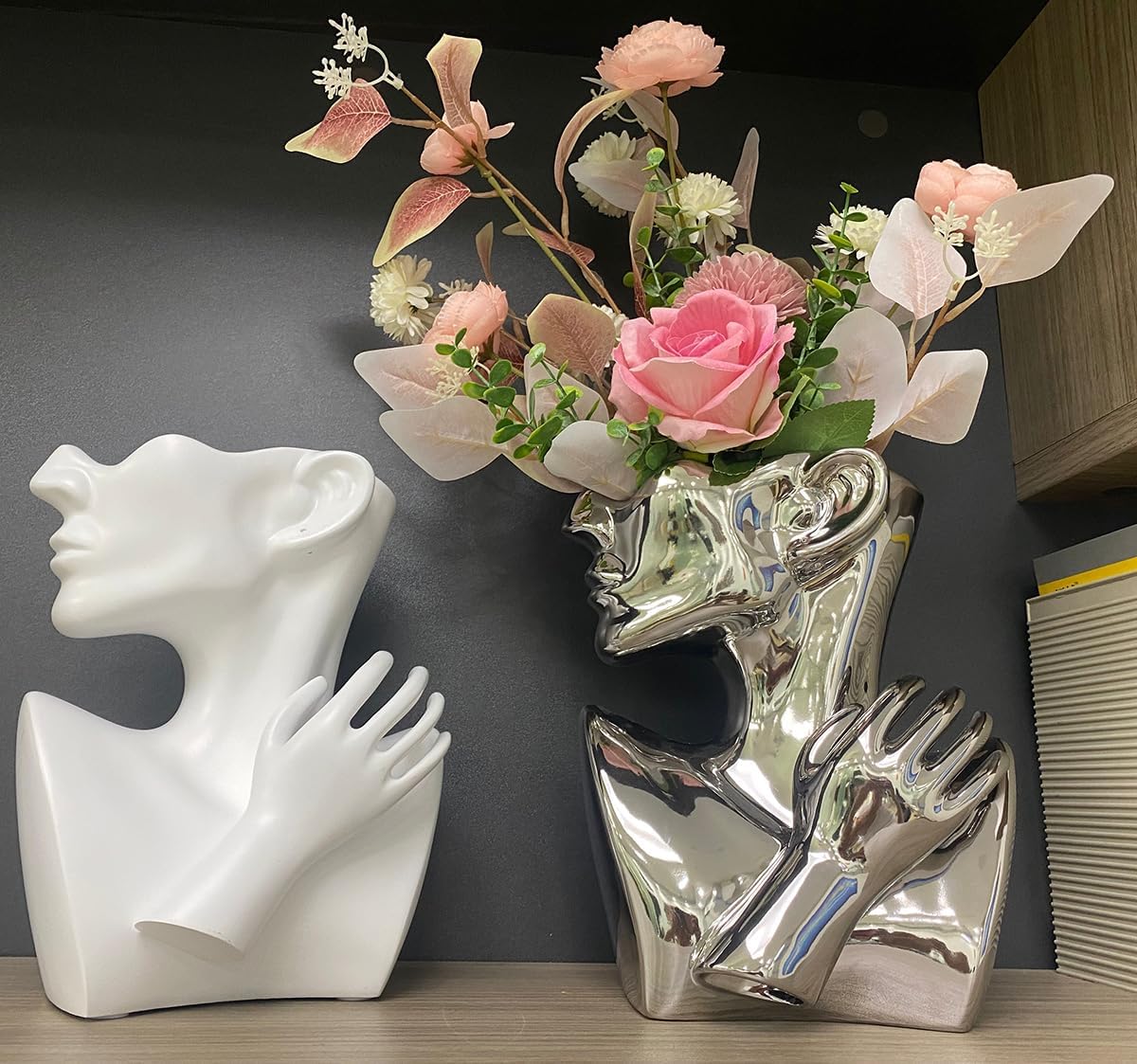 Abstract Face Planters Pots Head Flower Vase (White) | Greek Bust Vase, Women Face Vase for Home Decor, Female Bust