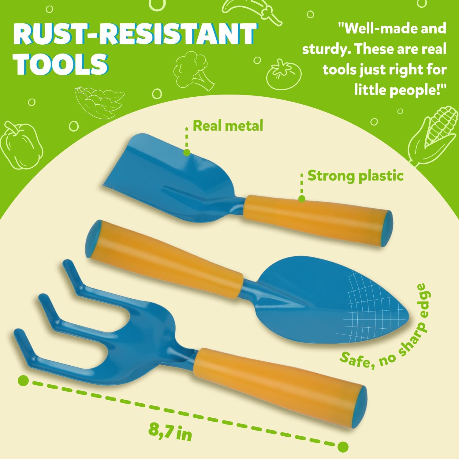 Kids Gardening Set – Toddler Gardening Kit Includes Watering Can for Kids, Shovel, Rake, Plant Stakes, Kids Gardening