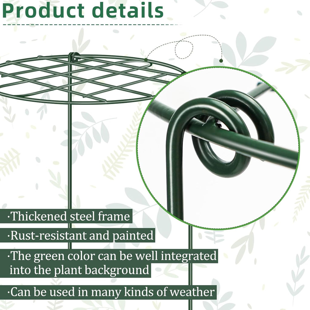 6 Pack 12 x 16 Inch Peony Cages and Supports for Outdoor Plants | Grow-Through Flower Support Rings for Peonies Roses