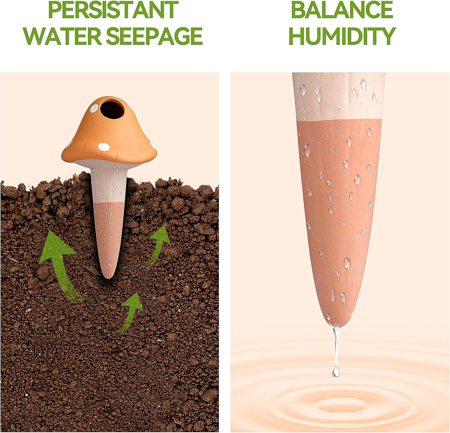 KBCSUN Self Watering Spikes Mushroom Shape, 4 Pack Self Watering Globes Terracotta Plant Watering Stakes for Indoor