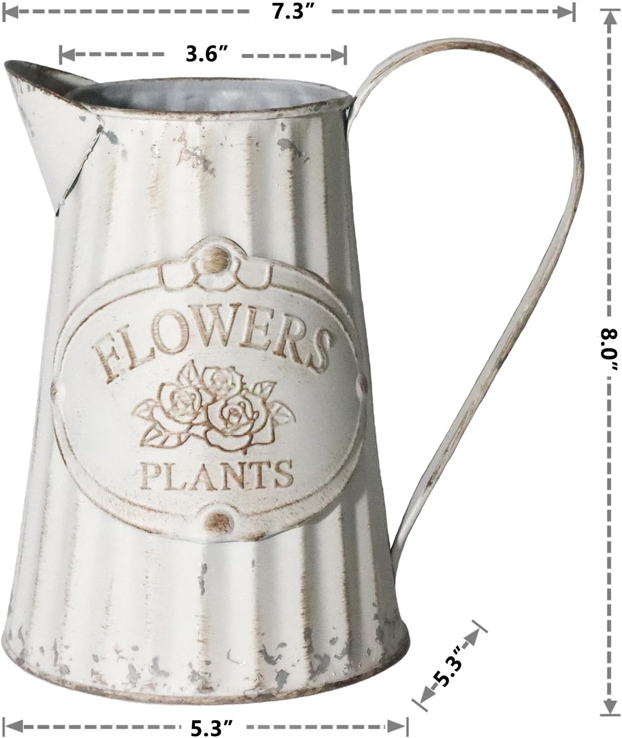 Galvanized Pitcher Antique Watering Can Retro Jug Metal Vase Rustic Vintage Primitive Pitcher Farmhouse Country Plant