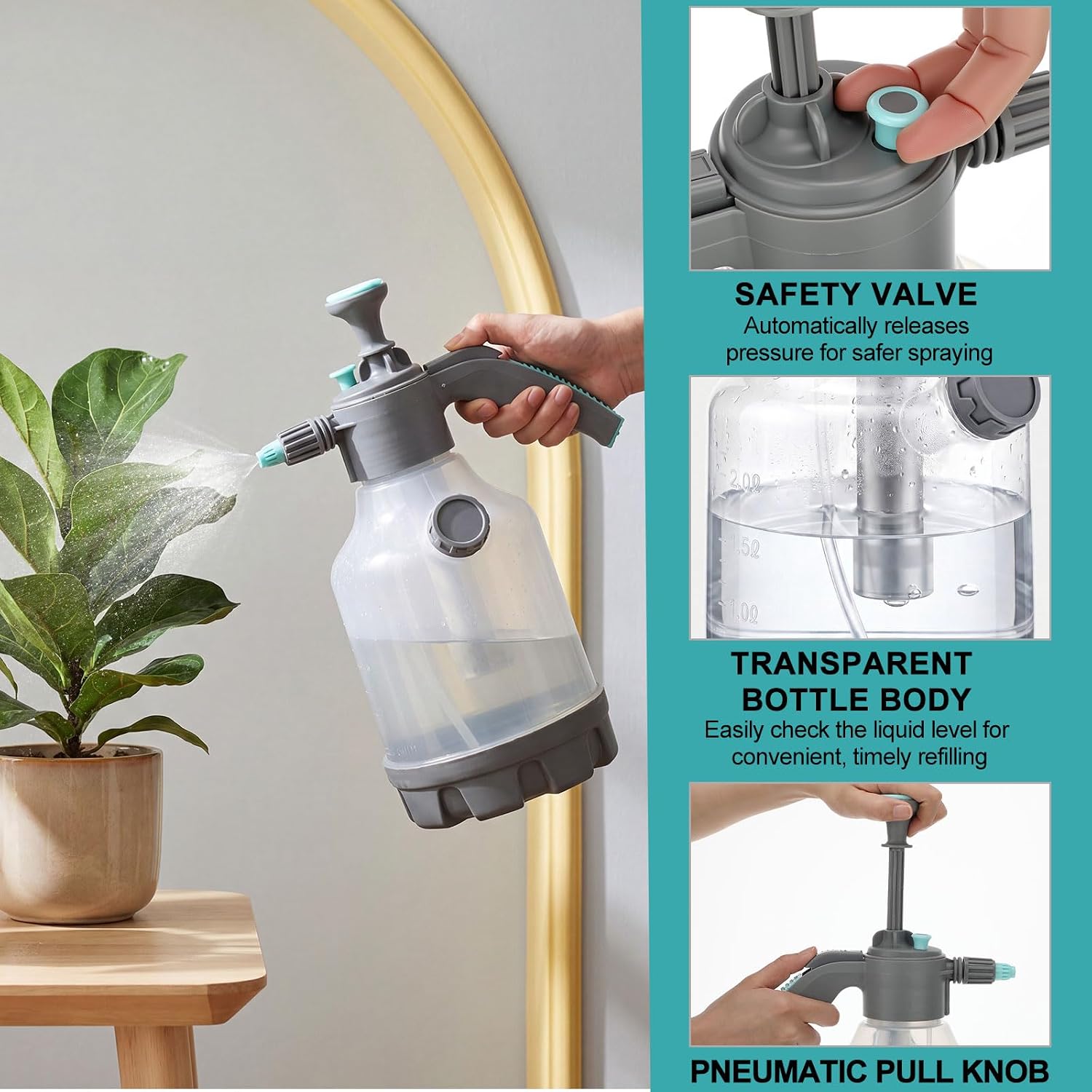 2 Set 0.8 Gallon Pump Sprayer Handheld Plant Water Spray Bottles 3l Garden Adjustable Clear Pump Sprayers with Nozzle