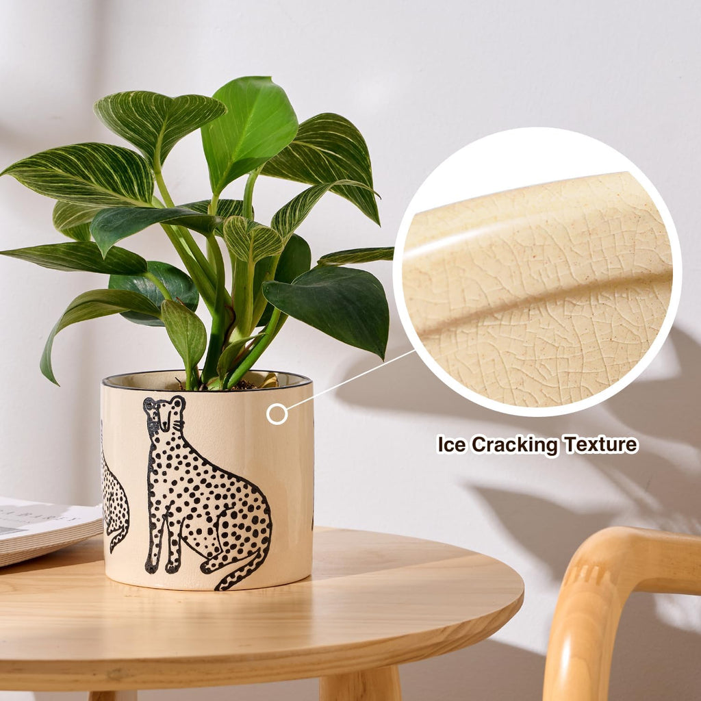 STHIE 5 Inch Ceramic Planters for Indoor Plants, Funny Small Plant Pots | Cute Planters with Drainage Holes, Unique