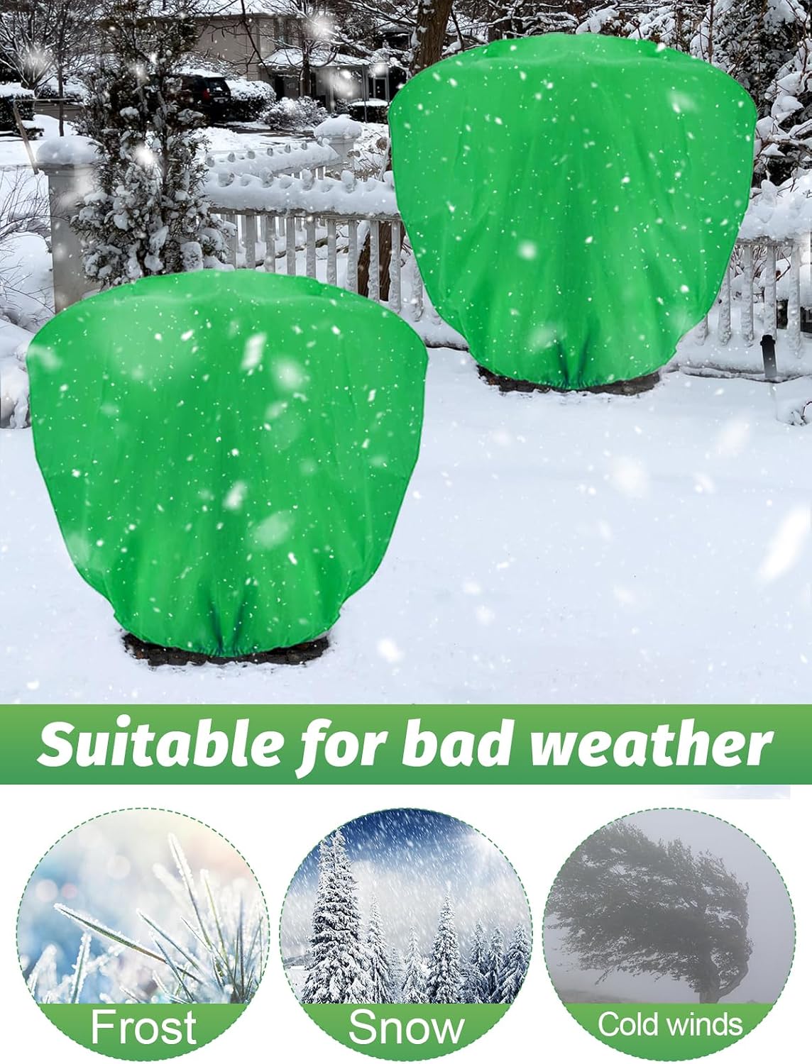 ANPHSIN 6 Pcs 39.3in x 39.3in Plant Covers Freeze Protection - Winter Shrub Plant Protection Bags, Frost Blankets