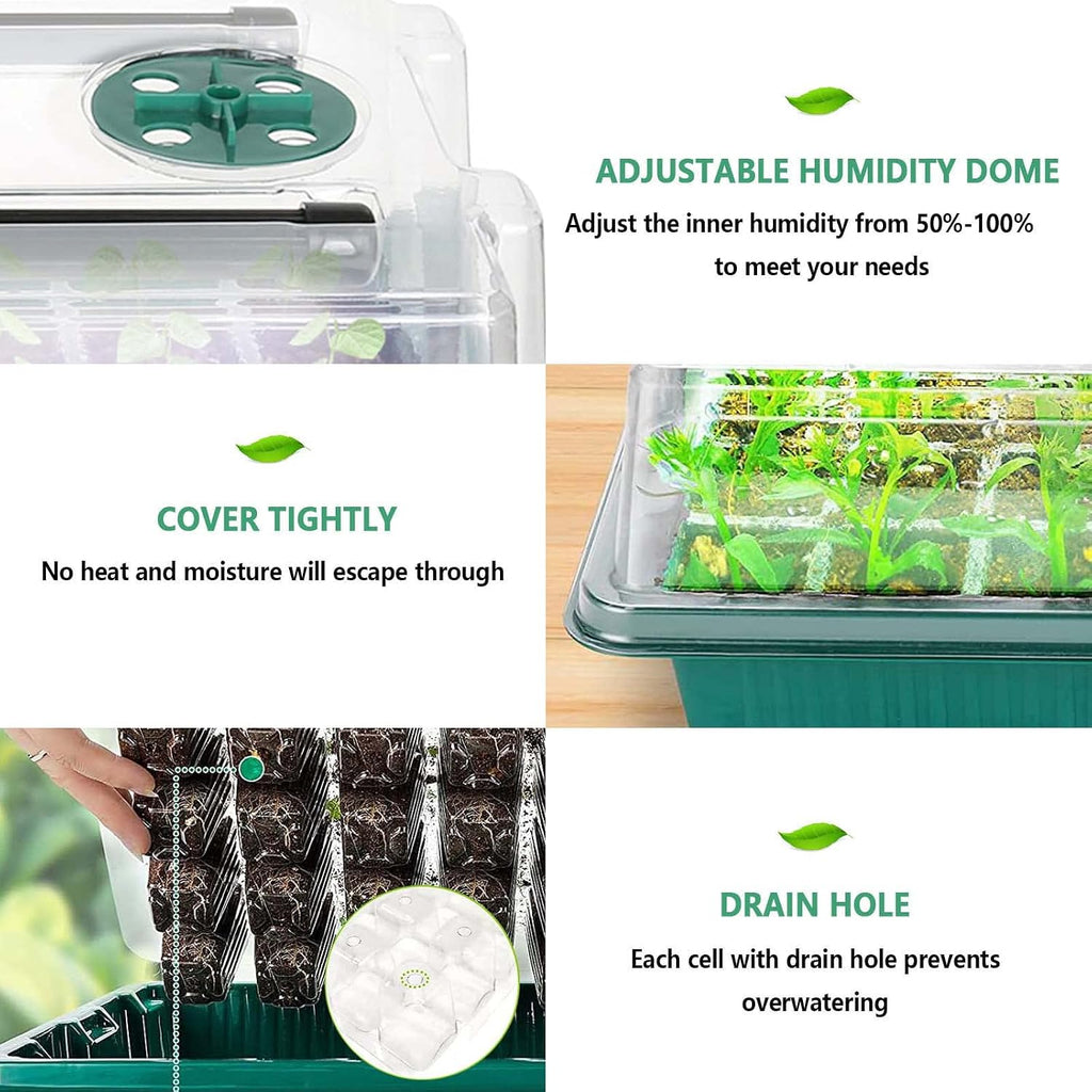 Seed Starter Tray with Grow Light, 2 Packs 80 Cells Seed Starting Kit Seedling Starter Trays with Grow Lights, Plant