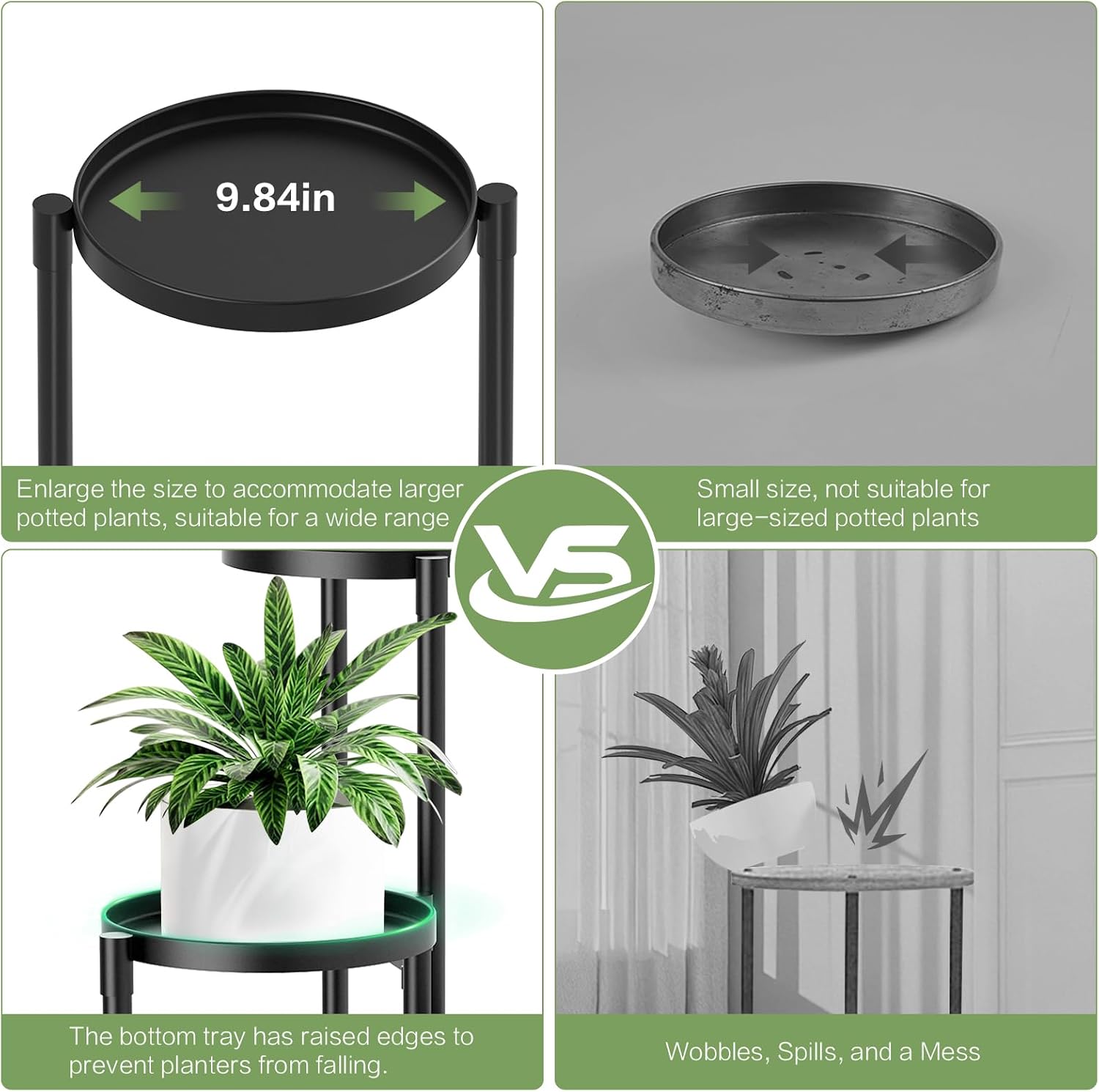 3 Tier Metal Corner Plant Stand Indoor Outdoor, Heightened widened 30'' Tall Multiple Flower Pot Display Holder, Iron